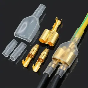 10 Sets Heavy-Duty, Durable Electrical Connectors, Terminal Plug Kit, Brass Construction, for Automotive, Industrial, Home Wiring, Compatible with 0.5-2.5 AWG Wires, (20 Male +10 Female +20 Male Sheaths +10 Female Sheaths), No Electronics Needed