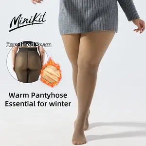 Minikit One-Lined Seams Front & Back Women's Thermal Winter Basic Tights Leggings Thick Semi-Transparent Casual Underwear Pantyhose Closed Foot for Warmth and Style