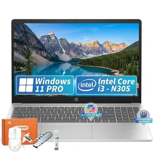 HP 15.6" FHD Laptop, Intel i3-N305, 8GB RAM, 256GB SSD, FR ID, Silver | Laptop for Students and Business, 15.6" FHD IPS Micro-Edge Anti Glare Display, Fingerprint Reader, WIN 11 Pro