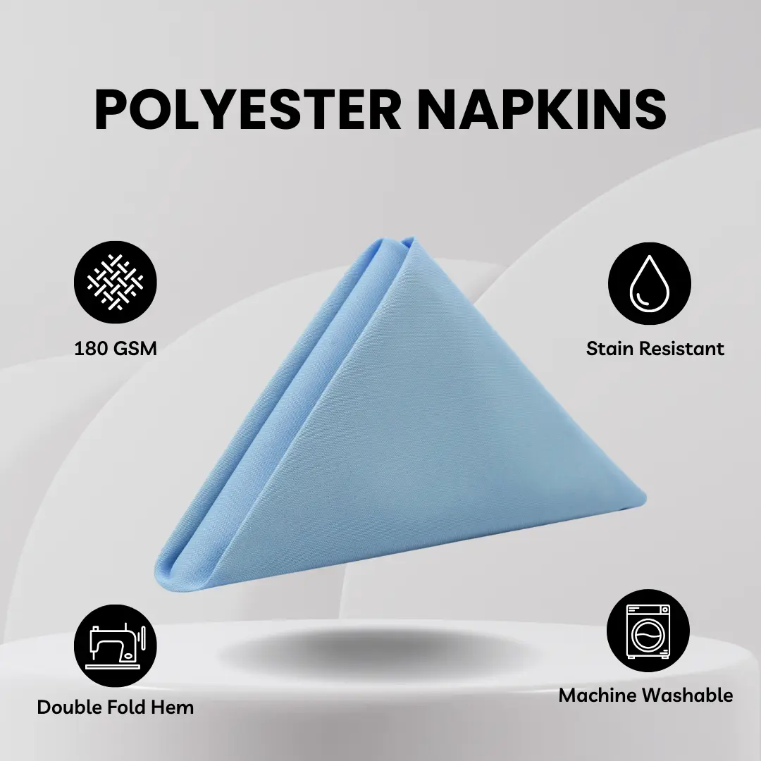 20 inch Polyester Cloth Napkins Light Blue (Pack of 10)