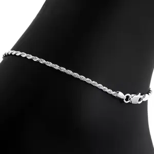 WOMEN'S 925 STERLING SILVER PLATED ROPE CHAIN 2.5mm 10" ANKLET BRACELET JEWELRY FASHION GIFT