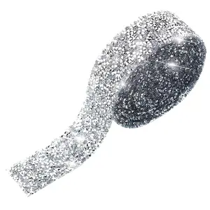 Rhinestone Adhesive Tape 2 Rolls, Self Adhesive Crystal Strip for DIY Clothing, Nails, Crafts and Home Decor