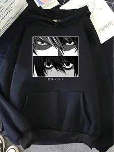 Women's "Death Note" Anime Character Graphic Hoodie - Anime Style Hoodie, Sizes S-3XL, Perfect for Death Note Fans, Casual Outings, Comfortable Material Fashion Printed