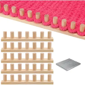 68" Chunky Blanket Loom Kit for DIY No-Needle Hand Wooden Loom Frame Beginner Friendly Yarn Craft for Home Decor & Large Throw