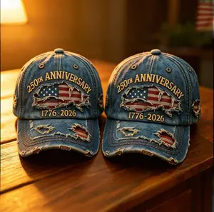 1776-2026 250th Anniversary Patriotic Hat - Distressed Denim US Flag Baseball Cap.Summer vibes High Quality Hat Couple Hats