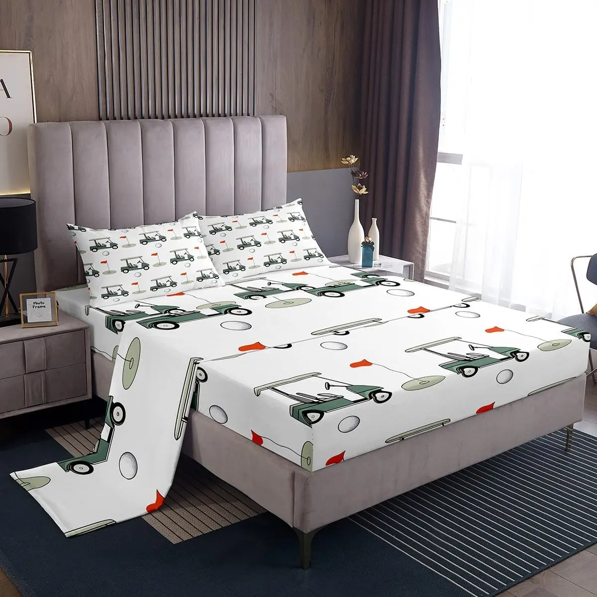 Feelyou Golf Themed Printed Bedding Set - Microfiber Bed Sheets, Golf Club & Green Course Design, Twin Boys Bedroom Collection, Twin Boys Bedding Set