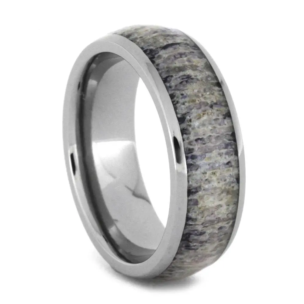 Purple Deer Antler Ring In Titanium