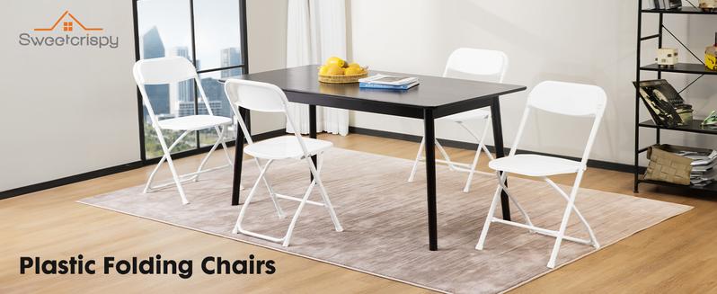Sweet Furniture F - Plastic Folding Chairs with 330-Pound Capacity, Sturdy Metal Foldable Chairs, Easy to Use and Store