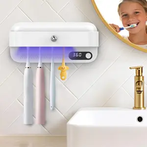 Wall Mounted  Holder with  Airflow Drying for Shared Family Bathroom, Fits Electric & Manual Toothbrushes, Rechargeable, No-Drill Installation