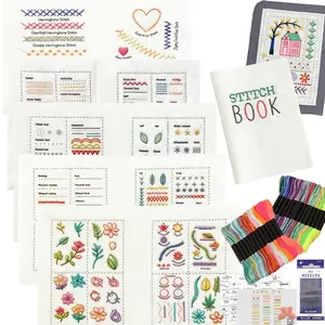 6 Page Embroidery Sewing Kit, DIY Sewing Set with 27 Colors Thread, 106 Patterns Instructions & Video Tutorial, Hand Sewing Stitches