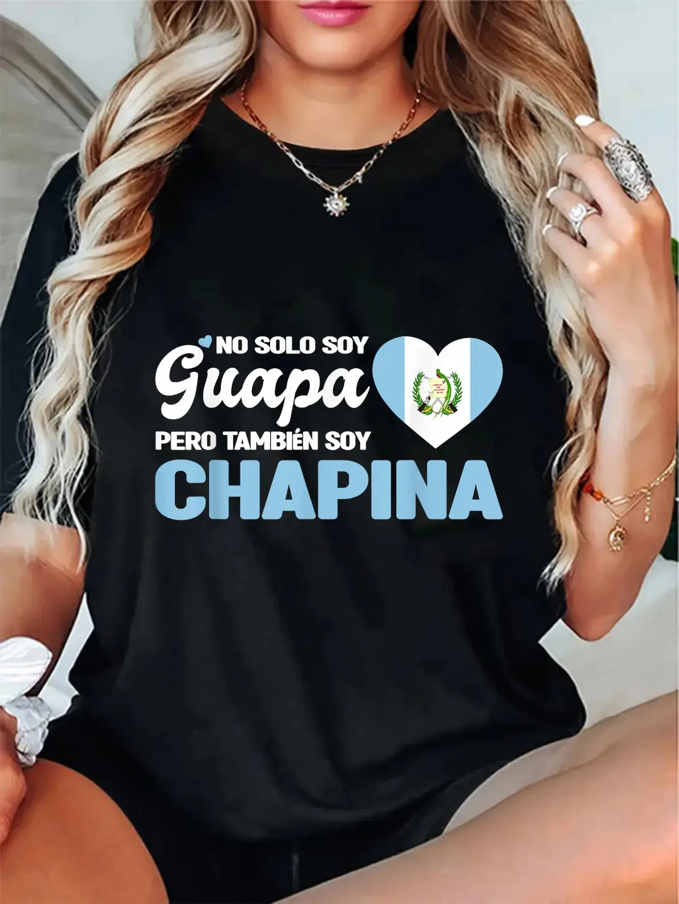 Women's Short-Sleeve Loose Round Neck Graphic T-Shirt - All Seasons, Machine Washable Casual Everyday Top, Guatemalan Huipil Soy Chapina Design Unisex Clothes, Shortsleeve, Guatemalan Huipil Women's T-Shirts