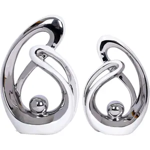 2 count White and  Living Room Decor Table Sculpture Decorations Ceramic Statue Decor Mid Century Modern Decor Centerpieces for Dining Room Kitchen Fireplace Shelf Office Coffee Table Decor