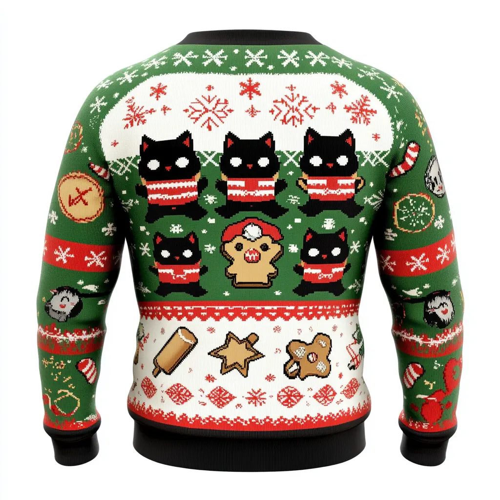 Gingerbread Cat Ninja Ugly Christmas Sweater - Festive Holiday Party Wear for Men, Women, and Kids! Funny & Themed Gift for Families & Groups