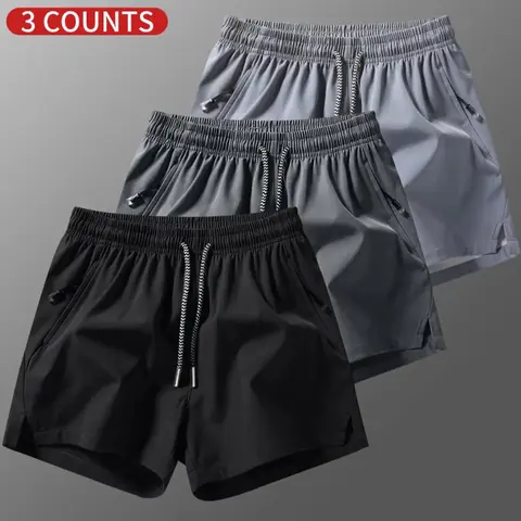 Clean Gent Men's Stretch Drawstring Waist Casual Shorts for Fitness Running Sports Outdoor Activities Lightweight Quick-Drying Breathable Summer Versatile Athletic Shorts Sportswear Pants Activewear - Menswear, Elastic