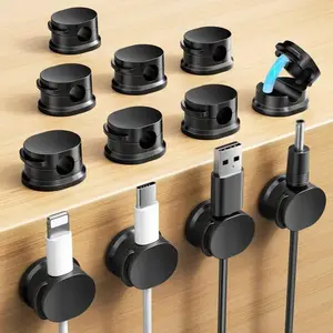 12 Counts/set Cable Management Holder and Adjustable Cable Adhesive Cord Holder Organizer Suitable for Home Office Nightstand Organizing Rotating