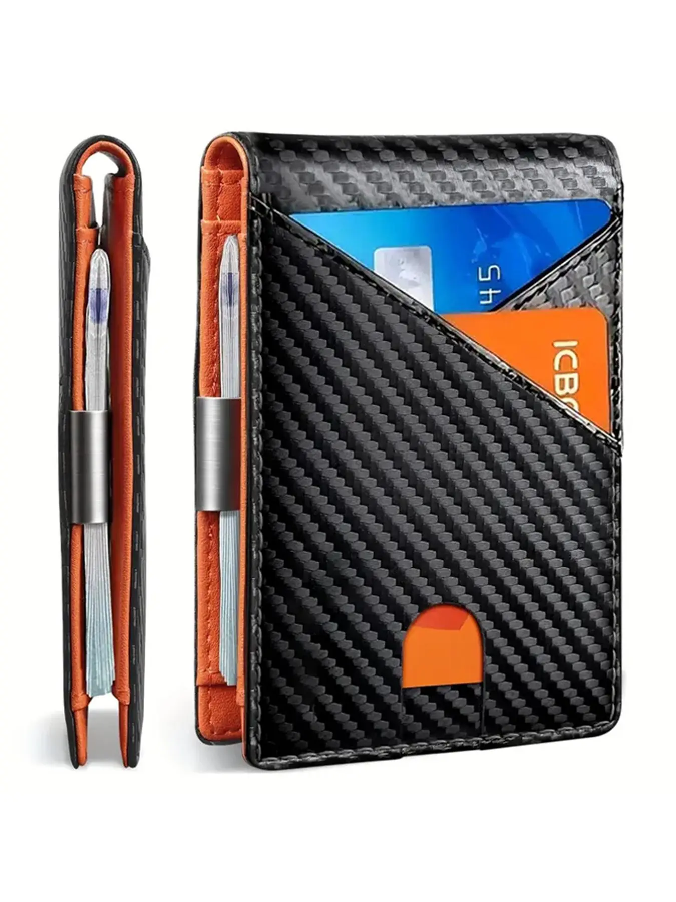 Men's Carbon Fiber Pattern Wallet with Card Slots, RFID Blocking Front Pocket Bifold Wallet, Thin Credit Card Holder, Anti Theft Wallet, RFID Blocking Wallets