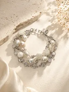 Triple Silver Pearl Bracelet