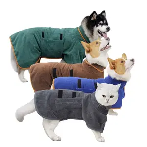Microfiber Dog Bathrobe, Super Absorbent Quick Drying Dog Robe Towel, Fully Wrapped Warm Keeping Drying Coat for Small Medium Large Dogs After Bath