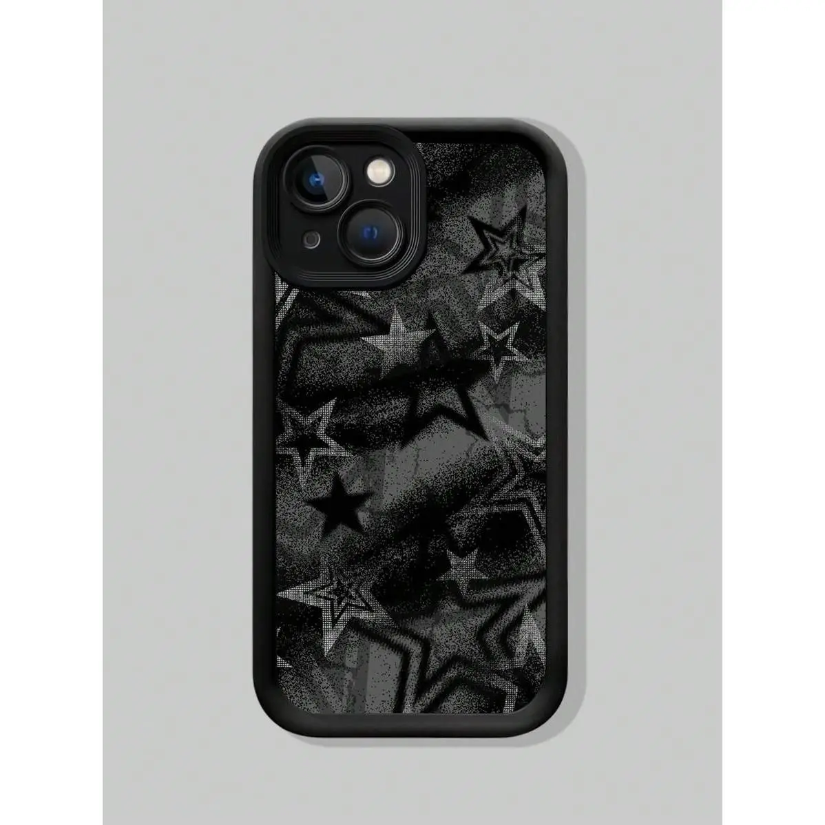 ROMWE Grunge Punk Star Pattern Black Plastic Smartphone Cover - 1pc Mobile Phone Accessory, Casing for Protection, Compatible with iPhone 11,12,13,14,15 Pro Max,16