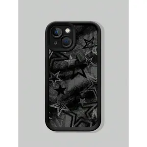 ROMWE Grunge Punk 1pc Star Pattern Black Phone Case, Compatible With IPhone 11 12 13 14 15 Pro Max 16