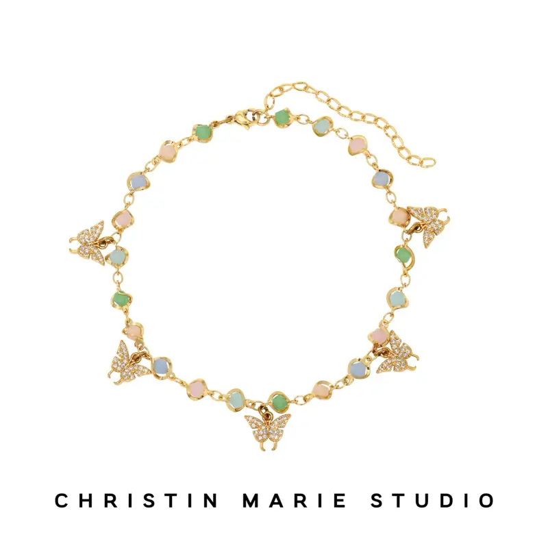 Cotton Candy Butterfly Anklet