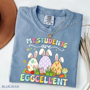 Comfort Colors My Students Are Eggcellent Teacher Easter TShirt, Teacher Bunny Easter T-shirt, Easter Teacher Tee, Easter Teacher Appreciation Gift - TrendWear USA