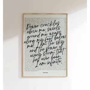 Book Quote Print, Fourth Wing Quote, Rebecca Yarros, I am Infinite, Wall Art, Book Lover Poster, Printable