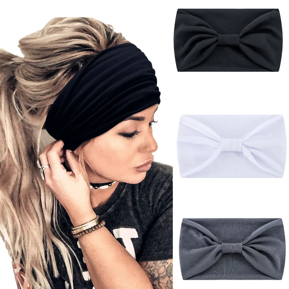 Women Headbands African 4inch Wide Hair Wrap Extra Turban Head Bands for Lady Large Sport Workout Non-slip Big Hair Bands