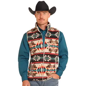 Powder River Outfitters Men's Aztec Printed Natural Fleece Vest DM98C04078