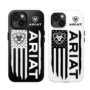 Ariat Inspired Western USA Flag Couple Phone Case for iPhone 17 16 15 14 13 12 11 Pro Max Plus, Cowboy Matching Shockproof Tough Cover Gift