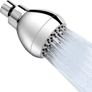 High Pressure Shower Head 3 Inches Anti-clog Anti-leak Fixed Showerhead Chrome with Adjustable Swivel Brass Ball Joint for Relaxing and Comfortable Shower Experience