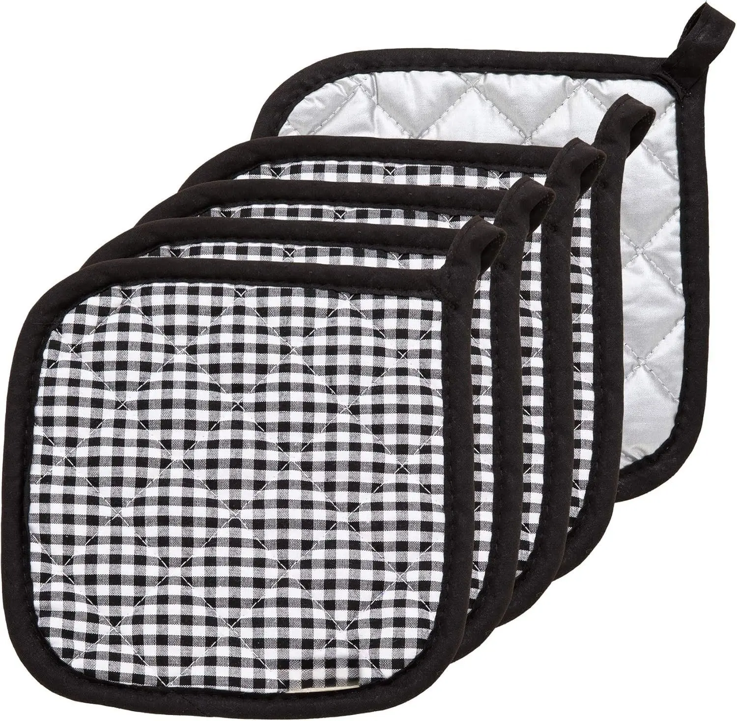 5 count Pot Holders for Kitchen,  Potholers with  Heat Resistance, Hot Pads, Trivets for Cooking and Baking Black