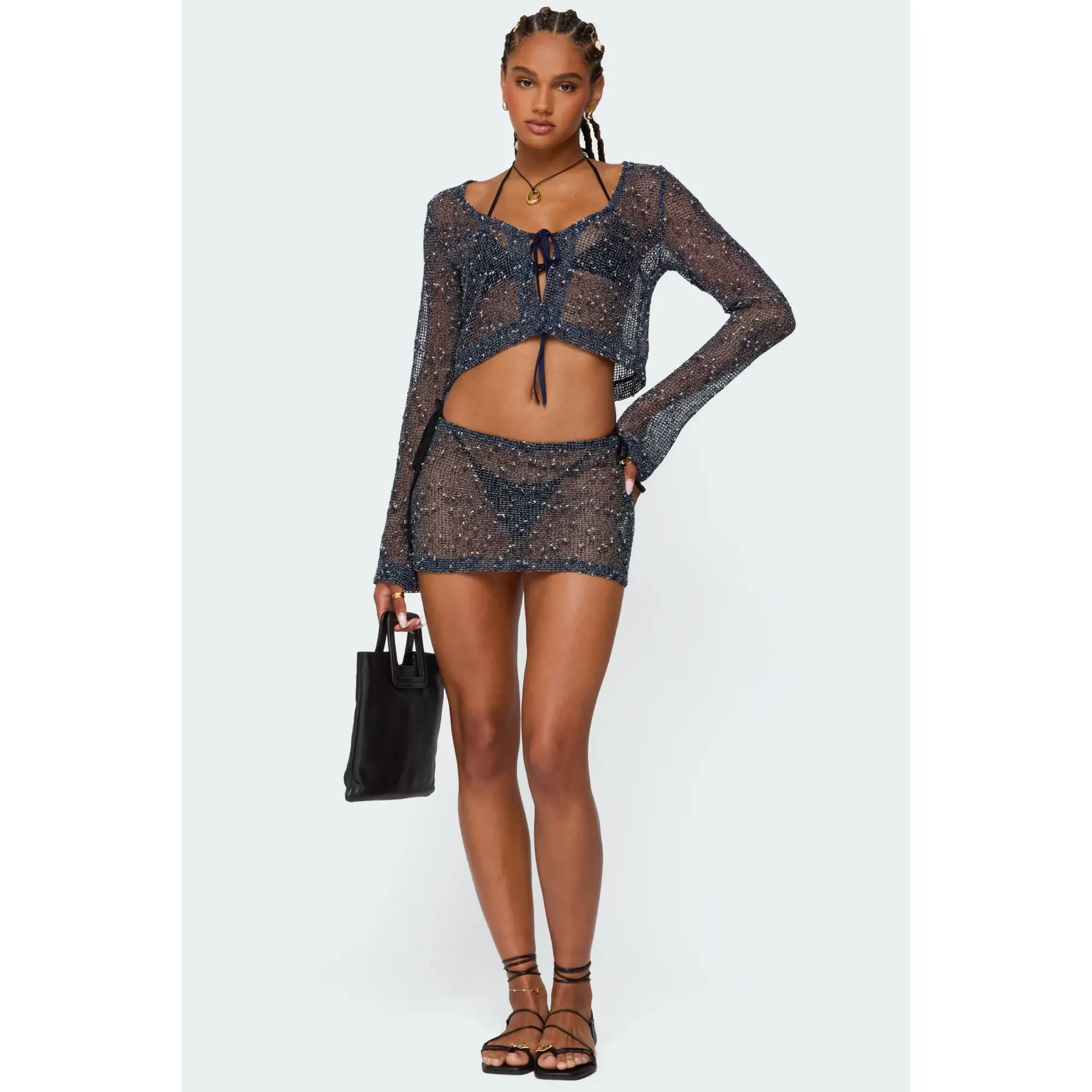 Idra Crochet Net Mini Skirt