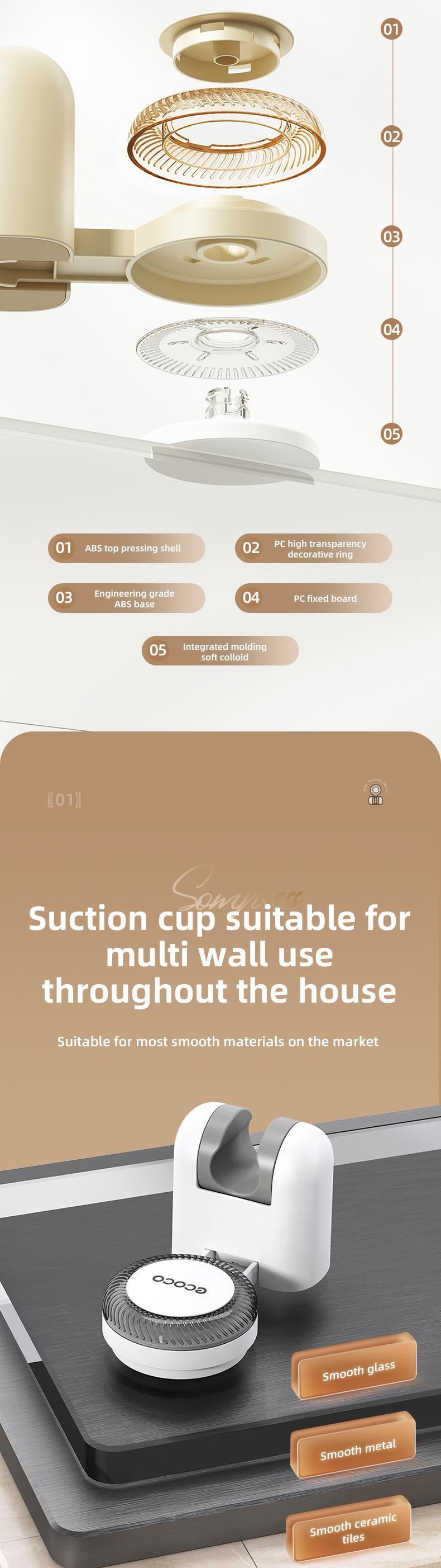 RENEMOS Relocatable Shower Head Holder - Damage-Free Suction Cup Mount - No Drill, No Tools Needed - Adjustable Shower Stand for Tile & Glass - Reusable & Removable - Perfect for Apartments & Rentals