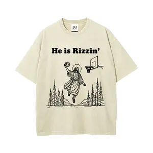 Unisex Funny Jesus Basketball  Vintage Washed Jesus Apparel Short Sleeve T-Shirt-Christian Easter Tee