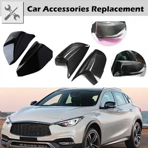 Rear Side Mirror Caps for Infiniti Q50 Q60 2014-2021 QX30 2017-2019 Q70 2014-2019 OE 963744GA0H 963734GA0H Glossy Black with Bonus Blind Spot Mirrors