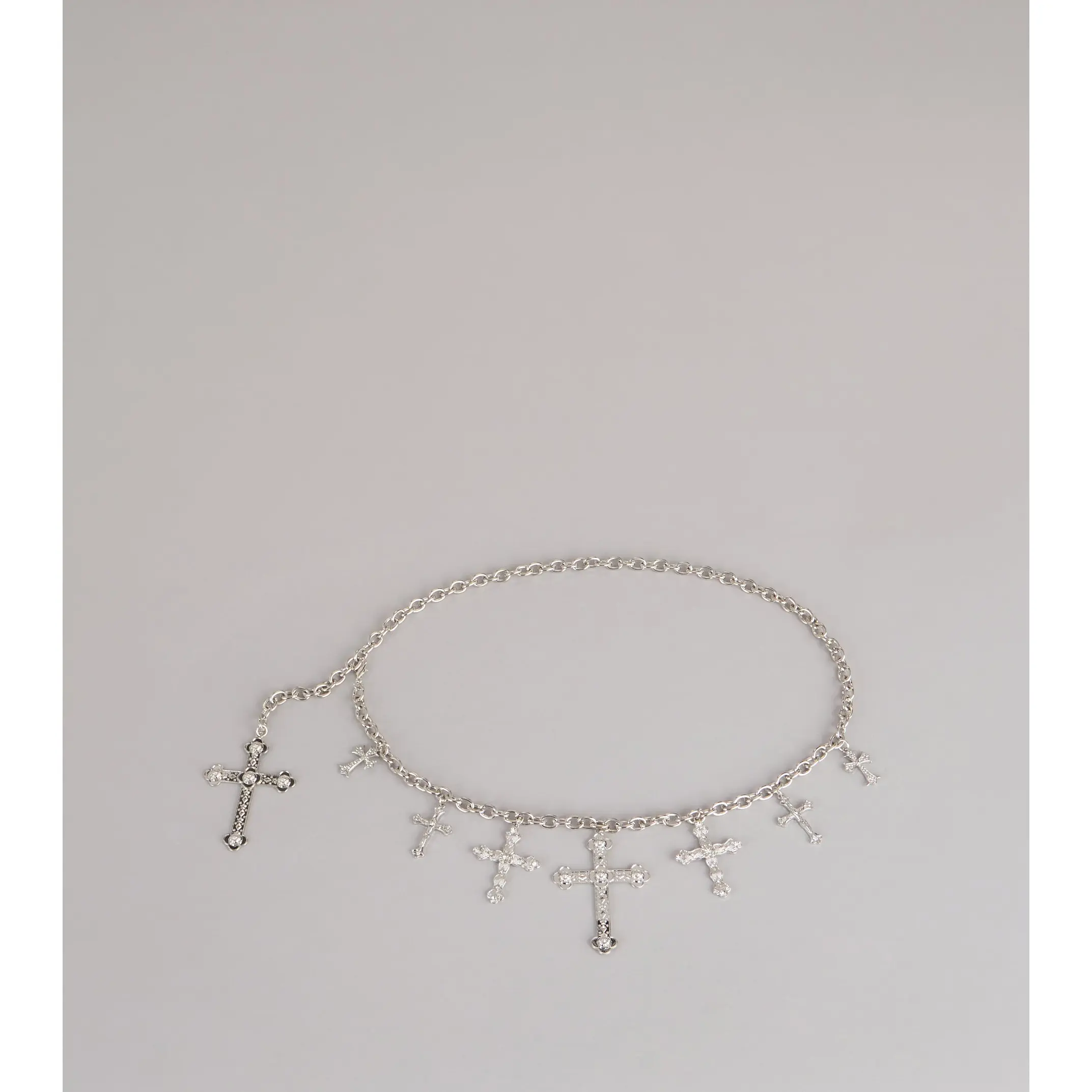 Sleek Edge Cross Charm Chain Belt