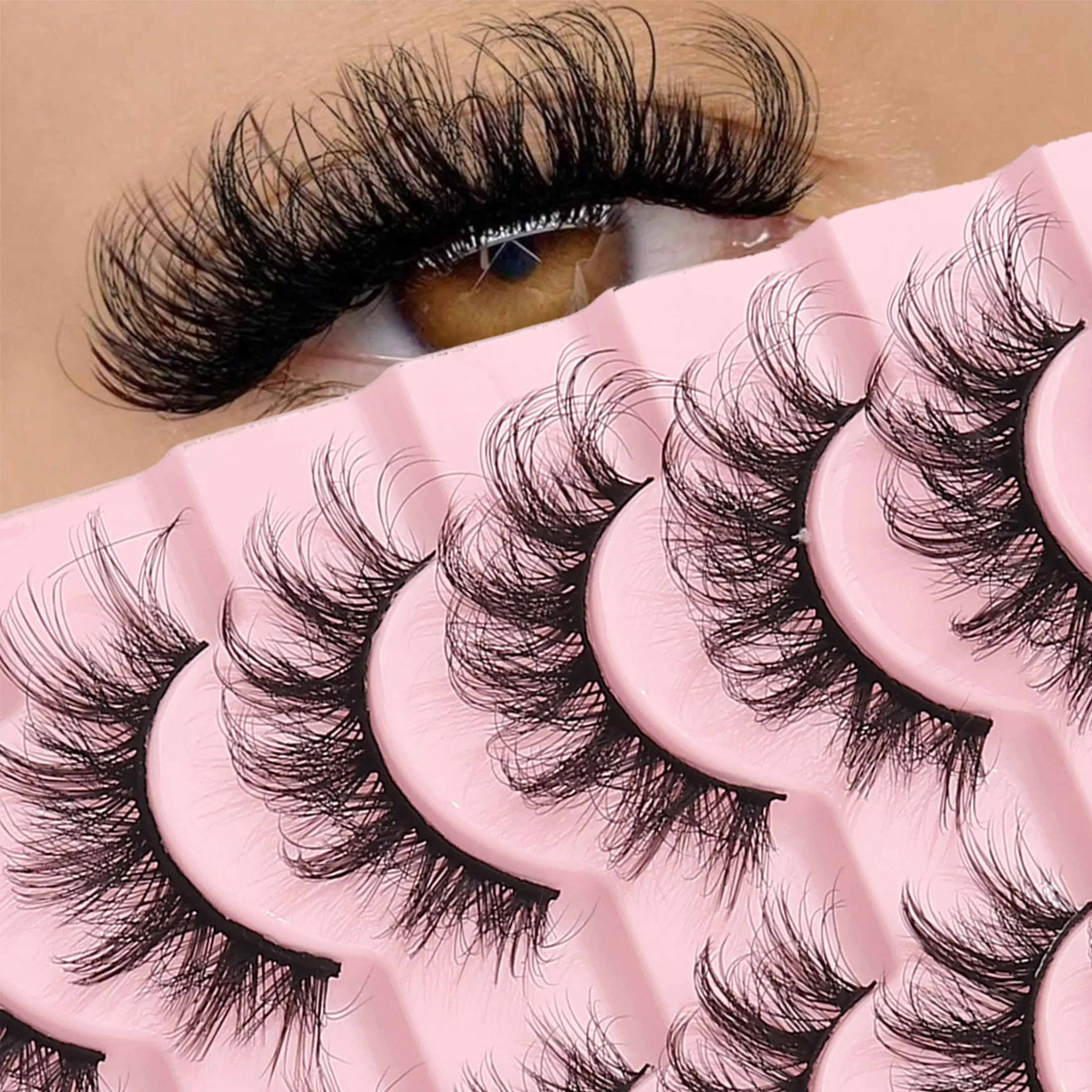 10 Pairs 3D Fluffy Soft Strip Lashes, Eyelashes, Long-Lasting D Curl, Daily Wear, Beginner Friendly, Reusable, Perfect for Dating, Parties, Travel, Makeup