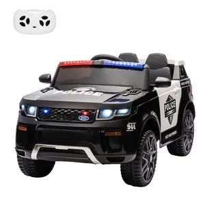 12V Electric Kids Ride-On Police Car, Battery Powered Toys w/Remote Control, LED Flashing Lights, Music, Spring Suspension for Toddlers & Kids