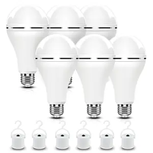 6PK Emergency-Rechargeable-Light-Bulb 12W 6500K LED 65W Equivalent 1200 mAh Battery Backup for Home Power Failure E27/E26 Base Daylight Color