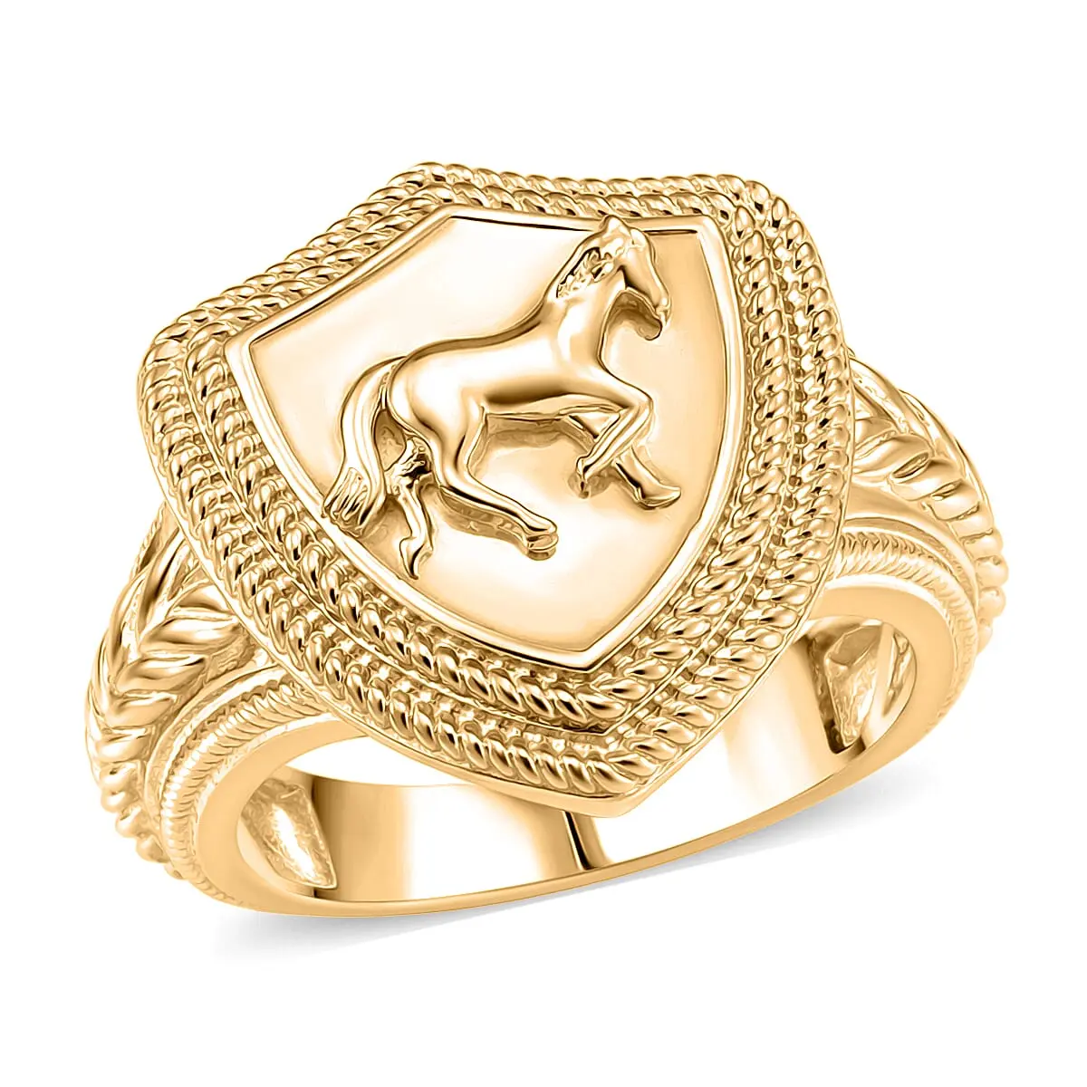 EverTrue Bronzella Collection Horse Shield Ring in 18K YG Plated Bronze (Size 10.0)