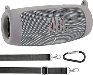 for JBL Charge 5 Waterproof Bluetooth Speaker Silicone Cover Case, Portable Silicone Travel Case with Carabiner, Protective Skin Case