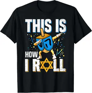 100% cotton Unisex This is How I Roll Shirt Hanukkah Dreidel Chanukah Jew Gift T-Shirt