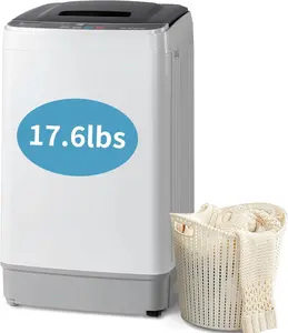 Full Automatic Washing Machine, 17.6Lbs Top Load Portable Washer with Drain Pump, 10 Wash Programs 8 Water 2 in 1 Washer and Dryer for Apartments, RV, Camping