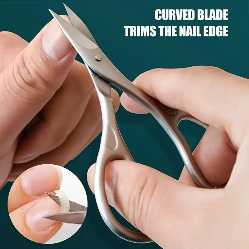 1/2 Pcs Professional Stainless Steel Nail Clippers with Curved Blades Precision Trimming for Eyebrows, Eyelashes Manicure Tool
