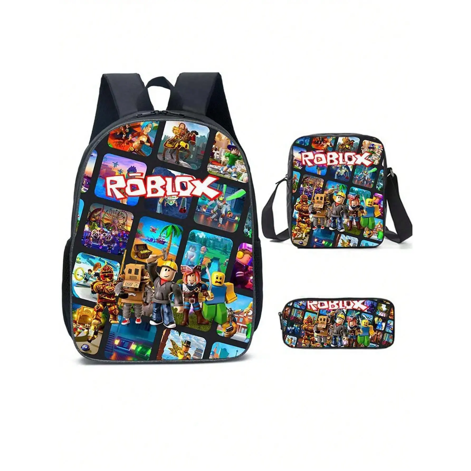 Lightweight Easy Wipe Roblox Graphic Backpack, Expanded Large Capacity Multi Pocket Layered Storage School Travel Bag, Smooth Zipper Reinforced Bottom Widened Body Sturdy Handle Multi Compartment Daily Campus Bag bookbag