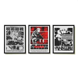 Jujutsu Kaisen Posters 3 Piece Set Manga Art Anime Wall Print Minimalist Painting set of 3 Gallery colorful Art Satoru Gojo, Yuji Itadori Poster