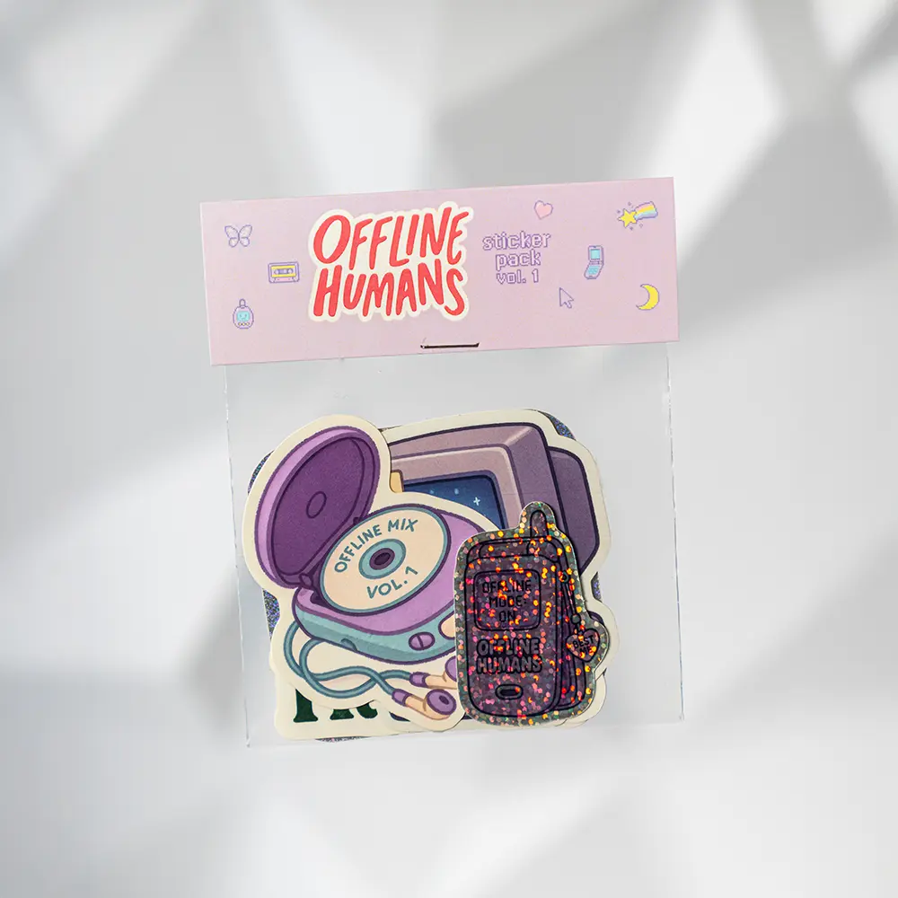 Offline Humans Sticker Pack Vol. 1 - Y2K Retro Vinyl Stickers - TikTok Shop