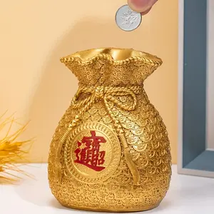 1pc Chinese Style Money Bag Money Storage Can Ornaments, Cute Ornament, Home Living Room Bar Cafe Decor Ornament, Room Decor Tabletop Display Ornament, Feng Shui Ornaments