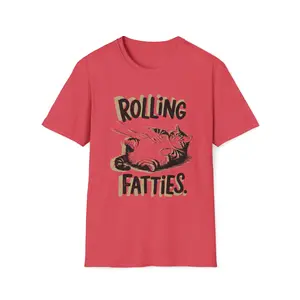 Rolling Fatties cat graphic T-Shirt | lazy cat illustration